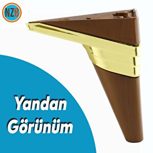 Mobilya Kanepe Çekyat Sehpa Tv Ünitesi Koltuk Ayağı Baza Ayakları Kübik Ceviz Altın 14 Cm