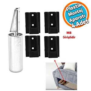 Mobilya Kanepe Masa Baza Sehpa Gizli Montaj Ayağı Plastik Bağlantı Aparatı M8 Civatalı Tabanı 4 Adet