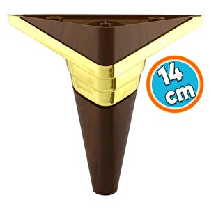 Mobilya Kanepe Çekyat Sehpa Tv Ünitesi Koltuk Ayağı Baza Ayakları Yeni Ceviz Altın 14 Cm