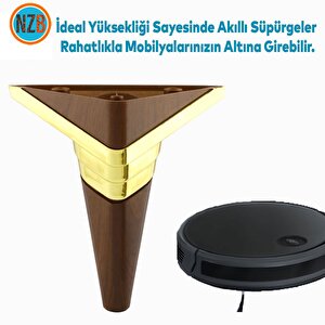 Mobilya Kanepe Çekyat Sehpa Tv Ünitesi Koltuk Ayağı Baza Ayakları Yeni Ceviz Altın 14 Cm