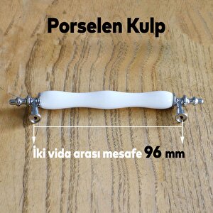 Porselen Beyaz Krom 96 Mm Kulplar Mobilya Mutfak Dolabı Çekmece Dolap Kapak Kulpu Kulbu