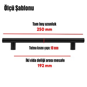 Mobilya Mutfak Çekmece Dolap Kapak Kulpu Kulbu 192 Mm Mat Siyah Metal Kulp