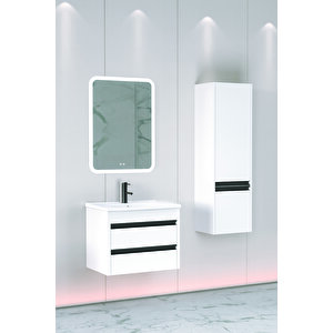 Levante 65 Cm Beyaz Lavabolu Banyo Dolabı Cmr Aynalı - Boy Dolap Dahil