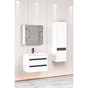 Levante 65 Cm Beyaz Lavabolu Banyo Dolabı Bgn Aynalı - Boy Dolap Hariç
