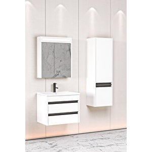Levante 65 Cm Beyaz Lavabolu Banyo Dolabı Npl Aynalı - Boy Dolap Hariç