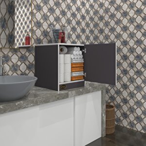 Kapaklı Mutfak Dolabı Melek39 Gri 039x039x39 Banyo Ofis Komodin (m) Gri