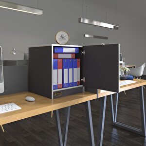Kapaklı Mutfak Dolabı Melek39 Gri 039x039x39 Banyo Ofis Komodin (m) Gri