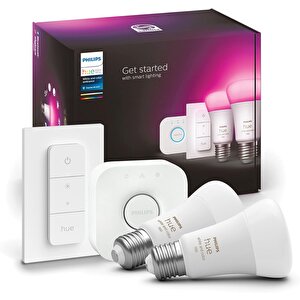 Huewca 9-75w Renkli Akıllı Başlangıç Seti 2'li Kumandalı E27 Bluetooth Özellikli