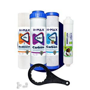 H-max Açık Kasa Çift Karbonlu Su Arıtma 4'lü Filtre Seti - 0034