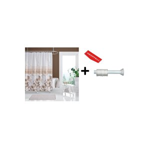 Banyo Duş Perdesi 4131 120x200 Perde Borusu Askı Aparatı 90x130 Hediyeli