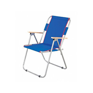 4 Adet Ahşap Kollu Katlanır Kamp Sandalyesi Mavi Ve 1 Adet 60x80 Cm Katlanır Masa