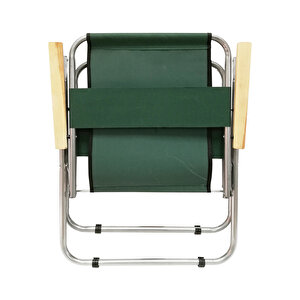 2 Adet Ahşap Kollu Kamp Sandalyesi Yeşil + 1 Adet 80x60 Cm Katlanır Masa Takımı