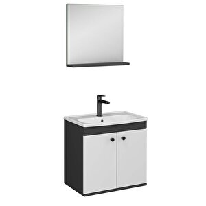 Ece City 60 Banyo Dolabı Seti Antrasit-beyaz
