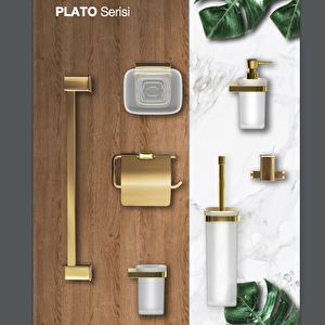 Plato İkili Tuvalet Kağıtlığı Parlak Altın Renkli