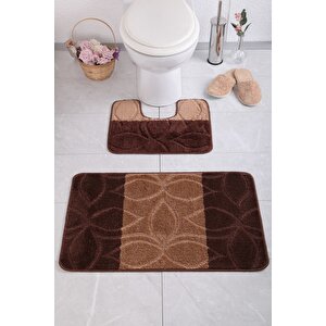 Erdek 50x80 40x50 Cm Kahve Banyo Halısı