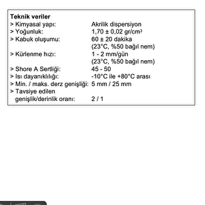 Akrilik Mastik Beyaz 310ml 24 Adet