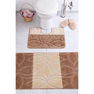 Erdek 50x80 40x50 Cm Sütlü Kahve Banyo Halısı
