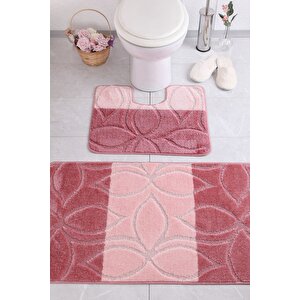 Erdek 60x100 50x60 Cm Gül Kurusu Banyo Halısı