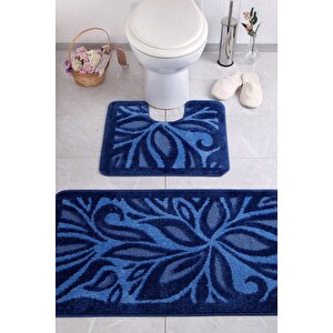 Lotus 60x100 50x60 Cm Koyu Mavi Banyo Halısı