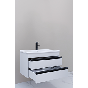 Levante 85 Cm Beyaz Lavabolu Banyo Dolabı Cmr Aynalı - Boy Dolap Dahil