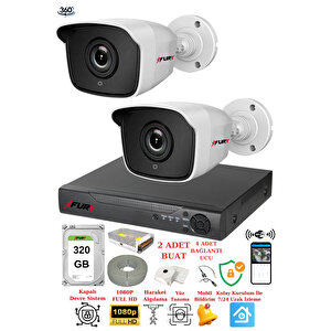 2 Kameralı 5mp 3.6mm Lens 2mp Görüntü 36 Led Gece Görüşlü Fullhd Güvenlik Kamera 2236 320gb