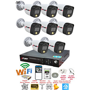 8 Kameralı 1080p 2mp Görüntü Gece Renkli Full Hd Ultra Led Gece Renkli Güvenlik Kamerası Seti 320gb