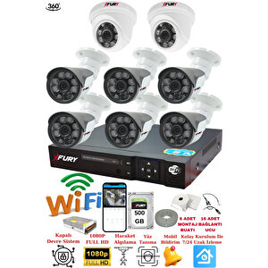2 İç 6 Dış Kameralı 5mp Lens 2mp Görüntü Gece Görüşlü Full Hd Güvenlik Kamerası 14125570 500 Gb