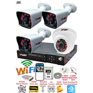 4 Kameralı 5mp 3.6mm Lens 2mp Görüntü 6 Atom Led Gece Görüşlü Fullhd Güvenlik Kamerası 5525di 500gb