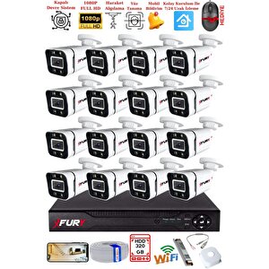 16 Kameralı 1080p Görüntü Gece Renkli Full Hd 4 X Ultra Led Gece Renkli Güvenlik Kamerası Seti 320gb