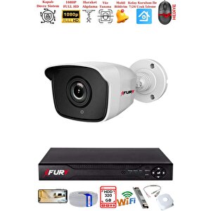 Fury 1 Kamera Geniş Açı 1080p Full Hd Görüntü 36 Led Gece Görüşlü-su Geçirmez  Güvenlik Kamera Seti 320gb