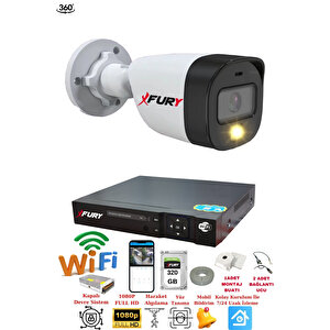 1 Kameralı 1080p 2mp Görüntü Gece Renkli Full Hd Ultra Led Gece Renkli Güvenlik Kamerası Seti 320gb