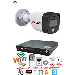 1 Kameralı 1080p 2mp Görüntü Gece Renkli Full Hd Ultra Led Gece Renkli Güvenlik Kamerası Seti 320gb