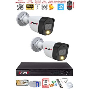 2 Kameralı 5mp Lens 2 Mp Görüntü Gece Renkli Full Hd Ultra Led Akıllı Güvenlik Kamerası Seti 320gb
