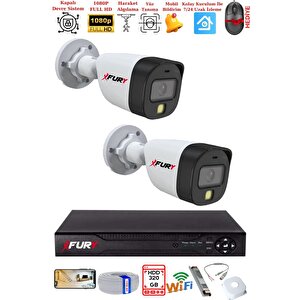 2 Kameralı 5mp Lens 2 Mp Görüntü Gece Renkli Full Hd Ultra Led Akıllı Güvenlik Kamerası Seti 320gb