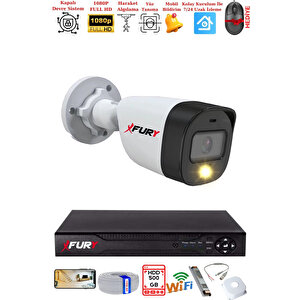 Fury 1 Kameralı 5mp Lens 2 Mp Görüntü Gece Renkli Full Hd Ultra Led Akıllı Güvenlik Kamerası Seti 500gb