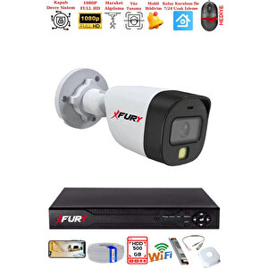 1 Kameralı 5mp Lens 2 Mp Görüntü Gece Renkli Full Hd Ultra Led Akıllı Güvenlik Kamerası Seti 500gb