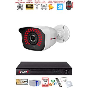 Fury 1 Kamera Geniş Açı 1080p Full Hd Görüntü 36 Led Gece Görüşlü-su Geçirmez  Güvenlik Kamera Seti 500gb
