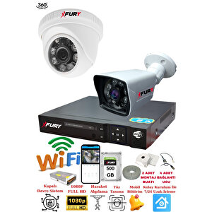 2 Kameralı 5mp 3.6mm Lens 2mp Görüntü 6 Atom Led Gece Görüşlü Fullhd Güvenlik Kamerası 5525di 500gb