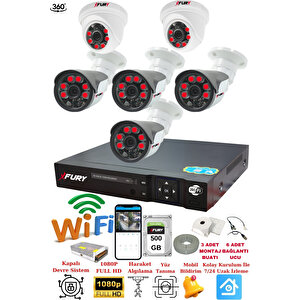 2 İç 4 Dış Kameralı 5mp Lens 2mp Görüntü Gece Görüşlü Full Hd Güvenlik Kamerası 14125570 500gb