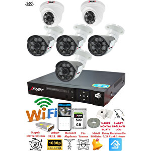 2 İç 4 Dış Kameralı 5mp Lens 2mp Görüntü Gece Görüşlü Full Hd Güvenlik Kamerası 14125570 500gb