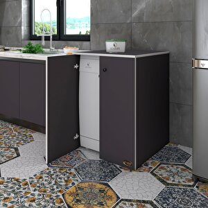 Bulaşık&çamaşır&kurutma Makinesi Dolabı Kapaklı Nurten Gri 90*70*60 Banyo Ofis Gri