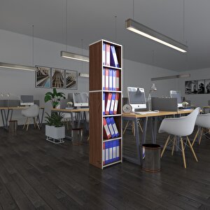 Klasörlük Raflı Kutadgu Cvz 175*40*30 Kitaplık Ofis Arkalıksız Beyaz