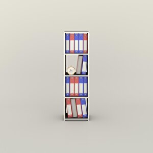 Klasörlük Raflı Börteçin Gri 140*40*30 Kitaplık Ofis Arkalıksız Beyaz