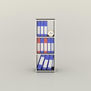 Klasörlük Raflı Almakay Gri 105*40*30 Kitaplık Ofis Arkalıksız Beyaz