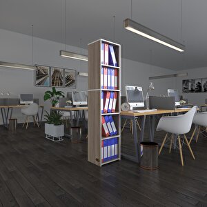 Klasörlük Raflı Kutadgu Crd 175*40*30 Kitaplık Ofis Arkalıksız Beyaz