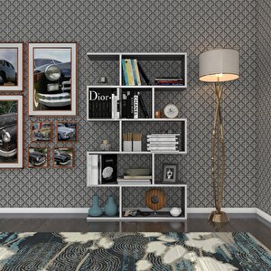 Kitaplık Firuze 150*090*20 Gri Duvar Rafı Beyaz
