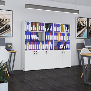 Klasör Dolabı Kilitli Gökbörü Byz 175*200*30 Klasörlük Kitaplık Ofis Arkalıksız Beyaz