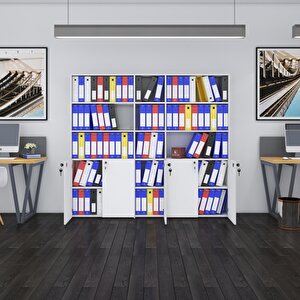 Klasör Dolabı Kilitli Gökbörü Byz 175*200*30 Klasörlük Kitaplık Ofis Arkalıksız Beyaz