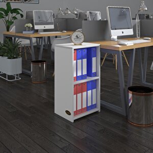Klasörlük Raflı Attila Byz 70*40*30 Kitaplık Ofis Arkalıksız Beyaz