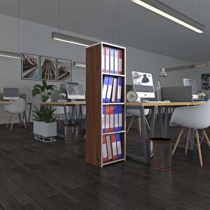 Klasörlük Raflı Börteçin Cvz 140*40*30 Kitaplık Ofis Arkalıksız Beyaz